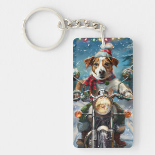 Llavero Navidades de moto de Jack Russell Dog Riding