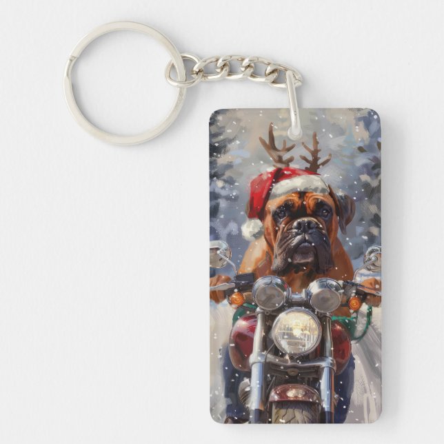 Llavero Navidades de motocicleta Bullmastiff (Frente)