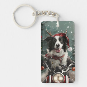Llavero Navidades de motocicleta de la frontera de Collie