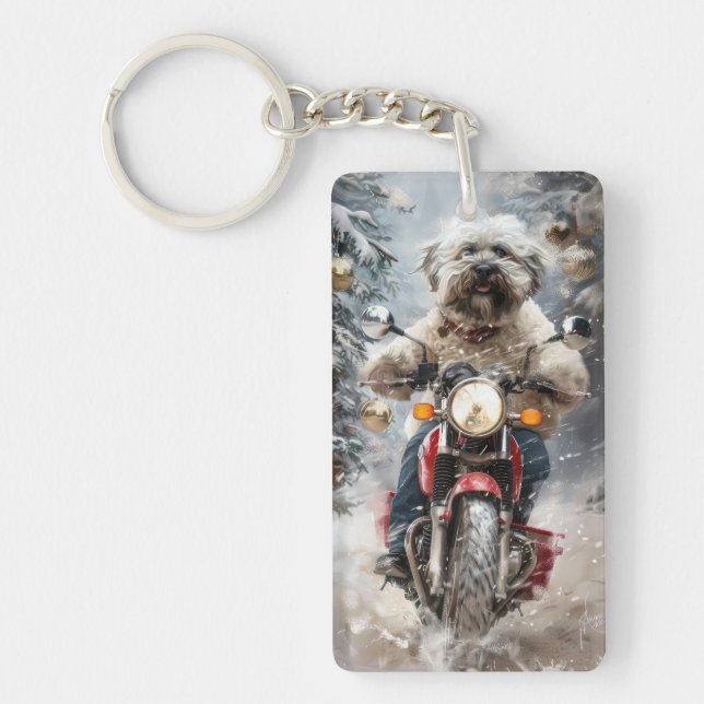 Llavero Navidades de motociclismo de perros de La Habana (Frente)