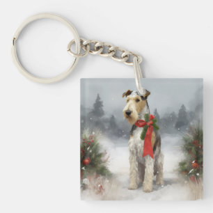 Llavero Navidades de Nieve en Wirefox Terrier Dog