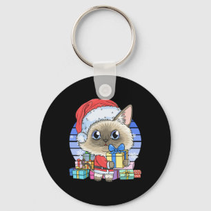 Llavero Navidades de Papá Noel y el gato carismático siamé