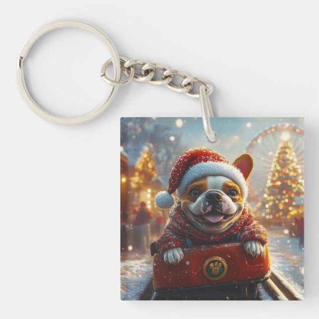 Llavero Navidades de Pascua de Perro Bull Terrier (Frente)
