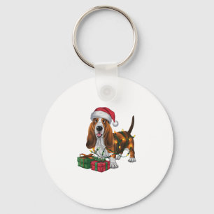 Llavero Navidades de perras de Santa Hat Basset Hound