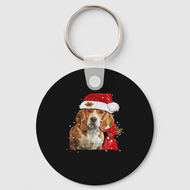 Llavero Navidades De Perro Beagle En Navidades De Camisas  (Anverso)