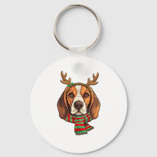 Llavero Navidades de Perro Beagle renos Santa Hat Gracioso