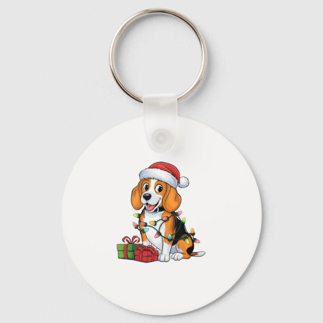 Llavero Navidades de Perros de Santa Hat Beagle (Anverso)