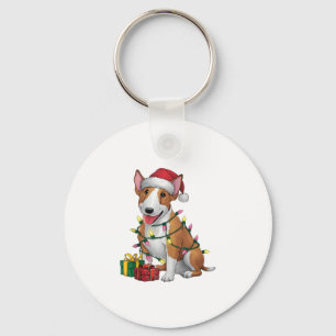 Llavero Navidades de perros de Santa Hat Bull Terrier