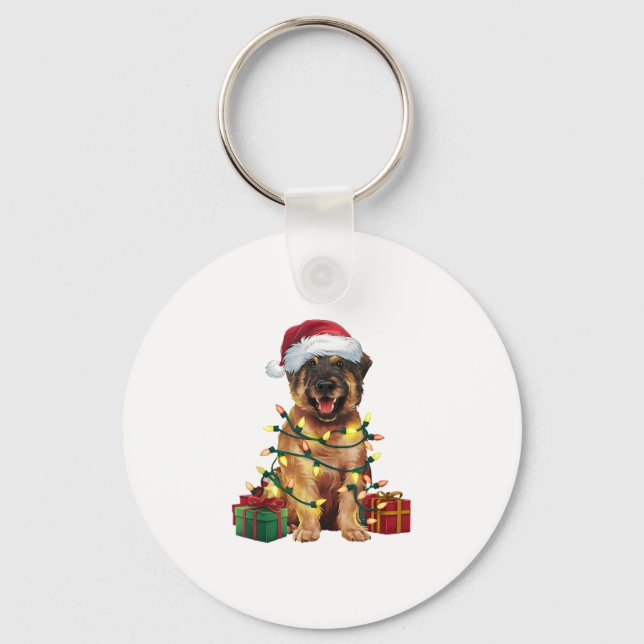 Llavero Navidades de perros de Santa Hat Leonberger _ (Anverso)