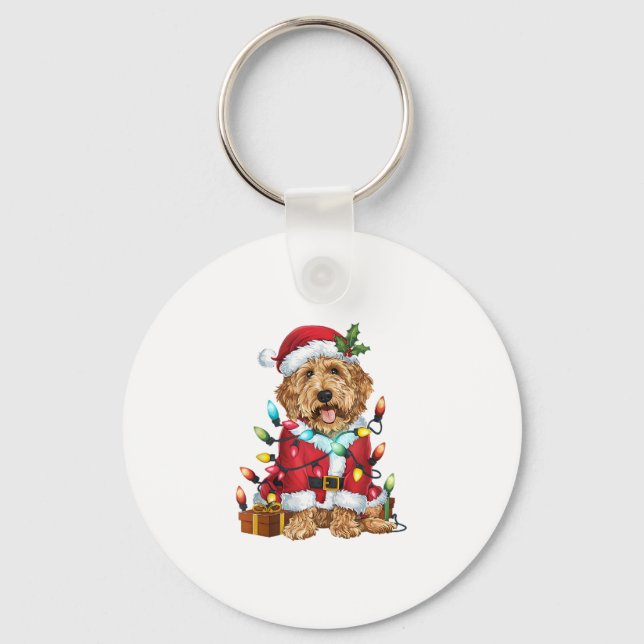 Llavero Navidades de perros de Santa Labradoodle (Anverso)