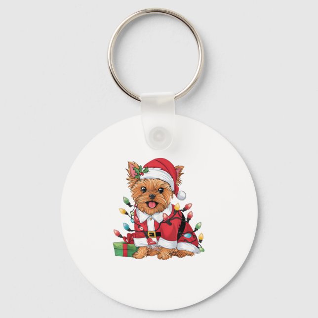 Llavero Navidades de perros de Santa Yorkie iluminando Nav (Anverso)