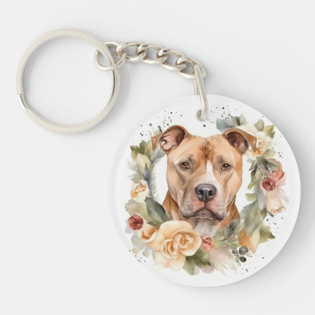 Llavero Navidades de Pitbull Wreath Festimes Pup (Frente)