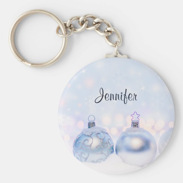 Llavero Navidades de plata festividad golpean la nieve (Frente)