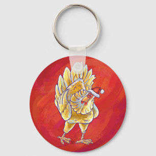 Llavero Navidades De Pollo En Rojo