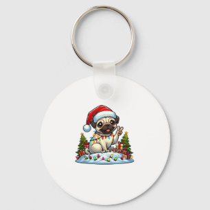 Llavero Navidades de Pug, mano de paz divertida, iluminan