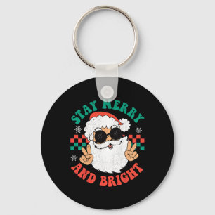 Llavero Navidades de Retro Groovy Merry Stay Bright Hippie