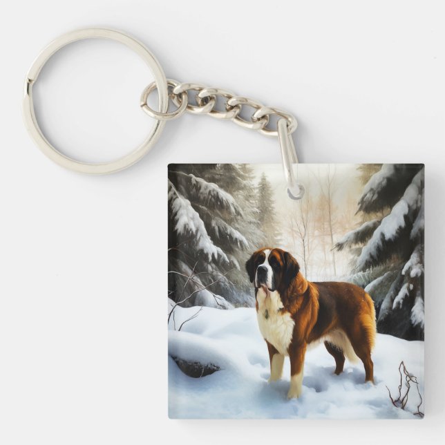Llavero Navidades de Saint Bernard Let It Snow (Frente)