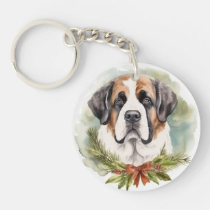 Llavero Navidades de San Bernardo Wreath Pup festivo