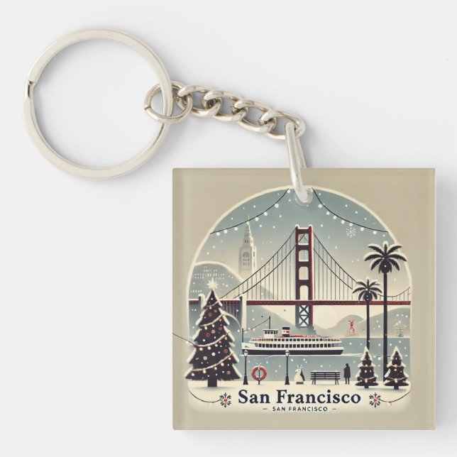Llavero Navidades de San Francisco - Golden Gate Bridge (Frente)