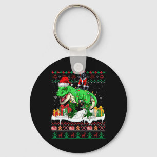 Llavero Navidades de Santa Cane Corso Riding T-rex Sweater