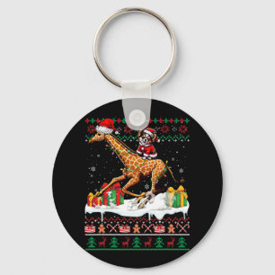 Llavero Navidades de Santa Chihuahua Riding Giraffe Sweate