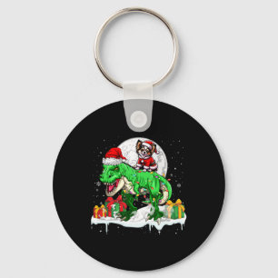 Llavero Navidades de Santa Chihuahua Riding T-rex dueños h