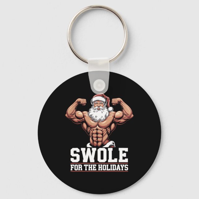 Llavero Navidades De Santa Claus Gym Workout Swole Para El (Anverso)