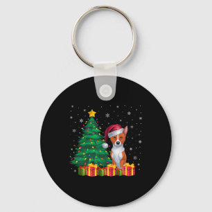 Llavero Navidades de Santa Hat de Basenji iluminan a los p
