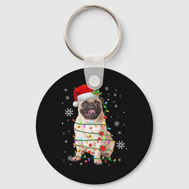 Llavero Navidades de Santa Pug alumbran a hombres amantes  (Anverso)