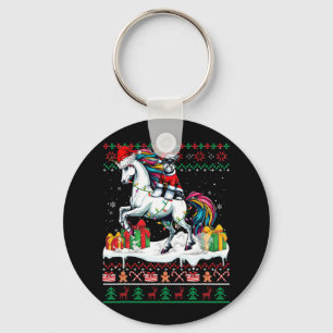 Llavero Navidades de Santa Schnauzer Riding Unicorn Sweate