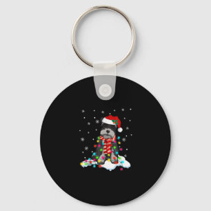 Llavero Navidades De Schnauzer Alumbran Con Santa Hat