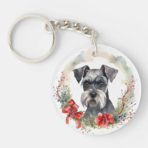 Llavero Navidades de Schnauzer Wreath Festimes Pup