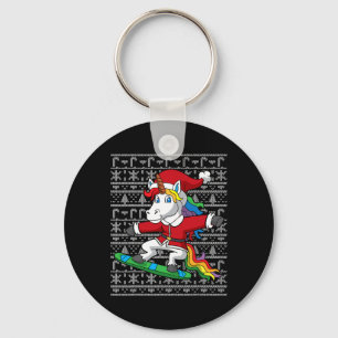 Llavero Navidades de snowboard Unicorn Santa Claus Snowboa