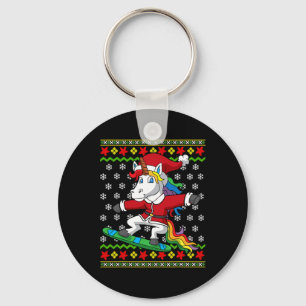 Llavero Navidades De Snowboard Unicorn Santa Snowboard