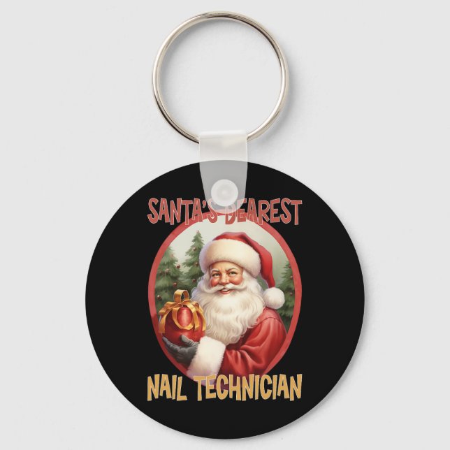 Llavero Navidades de técnico de uñas celebran Navidad (Anverso)