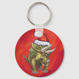 Llavero Navidades De Triceratops En Rojo