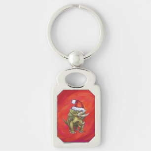 Llavero Navidades De Triceratops En Rojo