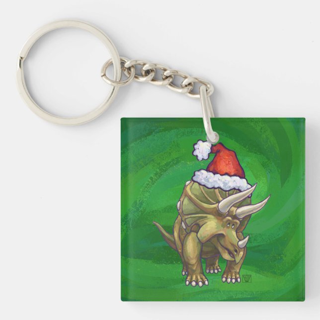 Llavero Navidades de Triceratops Green (Frente)