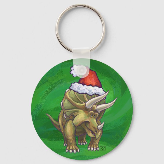 Llavero Navidades de Triceratops Green (Anverso)