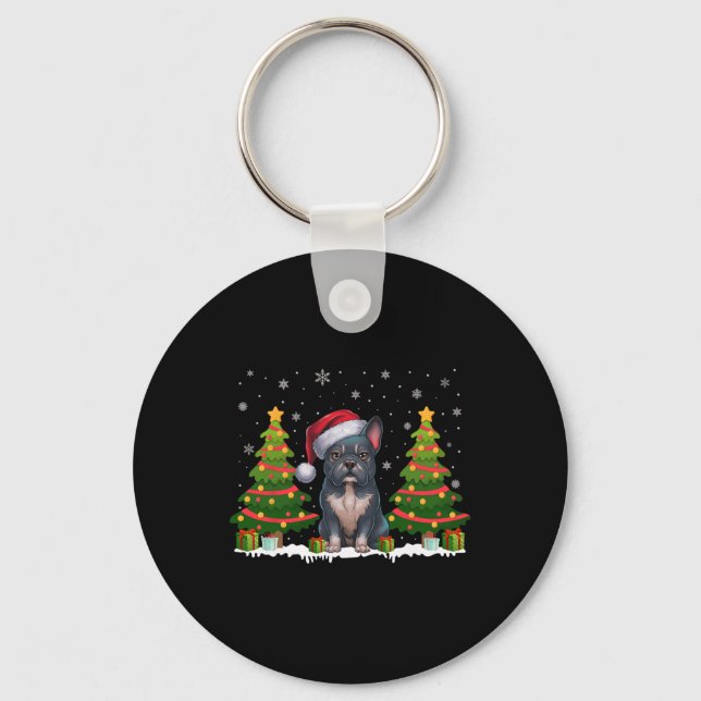 Llavero Navidades de Xmas Tree Lights Frenchie Dog Santa H (Anverso)