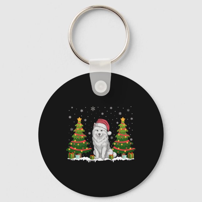 Llavero Navidades De Xmas Tree Lights Samoyoying Dog Santa (Anverso)