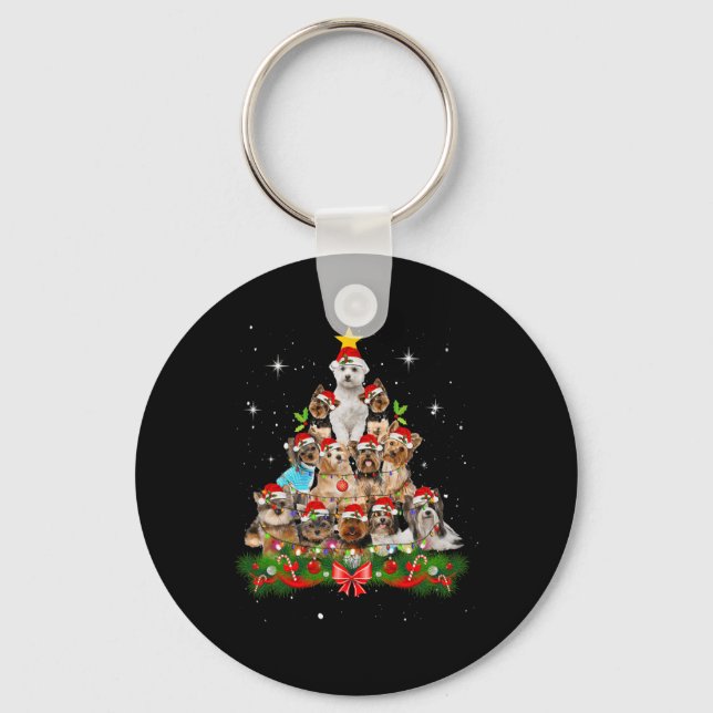 Llavero Navidades de Yorkshire Perro Tree Funny Dog Tees C (Anverso)
