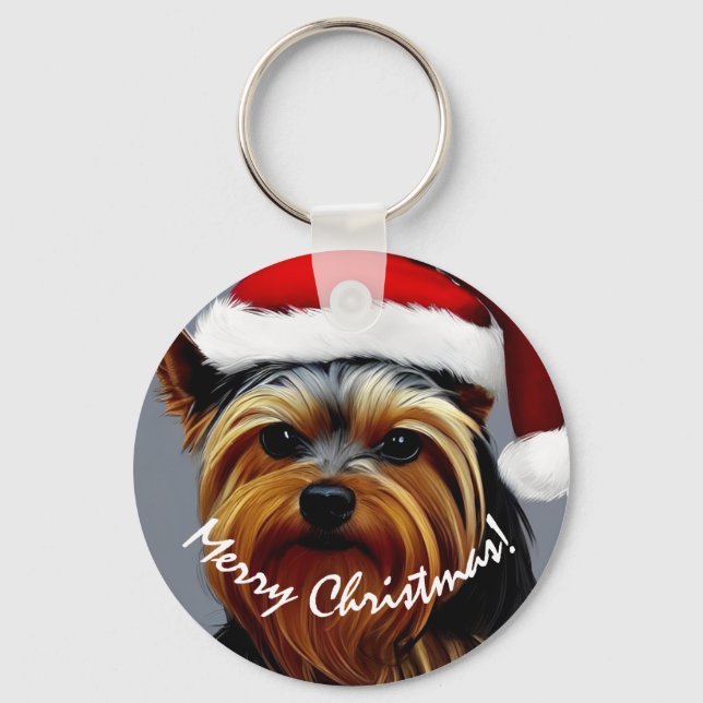 Llavero Navidades de Yorkshire Terrier (Anverso)