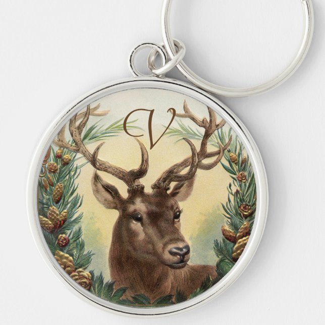 LLAVERO NAVIDADES DEER, PINE CONES, CARTA DE MONOGRAMAS CO (Frente)