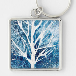Llavero Navidades del árbol de abedul blanco de invierno