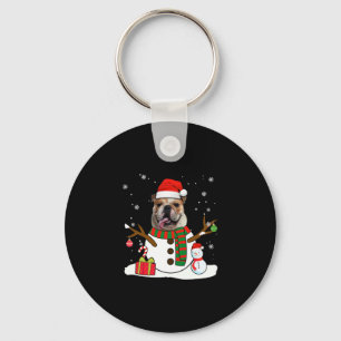 Llavero Navidades del Bulldog inglés Pajama Snowman Dog Lo