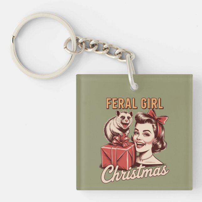 Llavero Navidades del Chica Feral Opossum Xmas Trashy Retr (Frente)