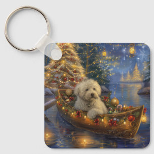Llavero Navidades del Coton De Tulear: Viaje festivo