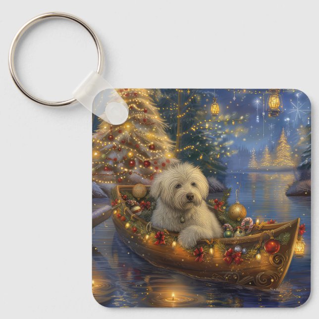 Llavero Navidades del Coton De Tulear: Viaje festivo (Anverso)