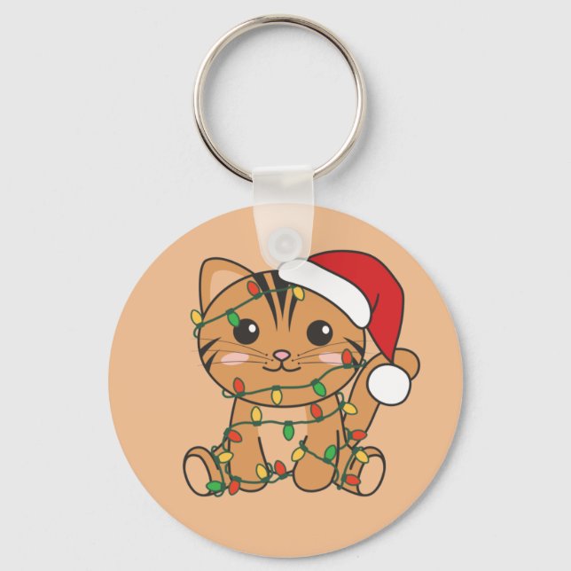 Llavero Navidades del gato Winter Animals Cats Keychain (Anverso)